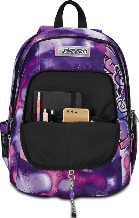 Produktbild Seven Advanced School Backpack, Purple, Bubble Street, Double Compartment Backpack with USB Support (3.20 l)