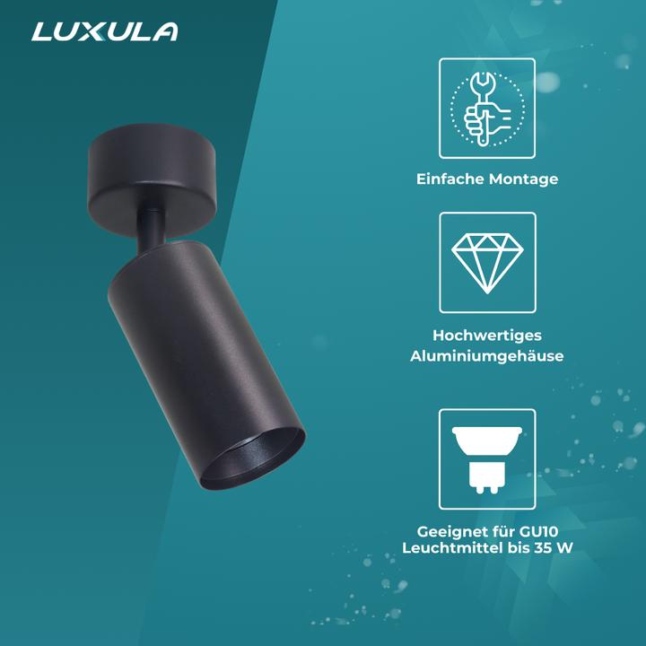 Produktbild Luxula Schwenkbarer LED Aufbauspot, schwarz (GU10)