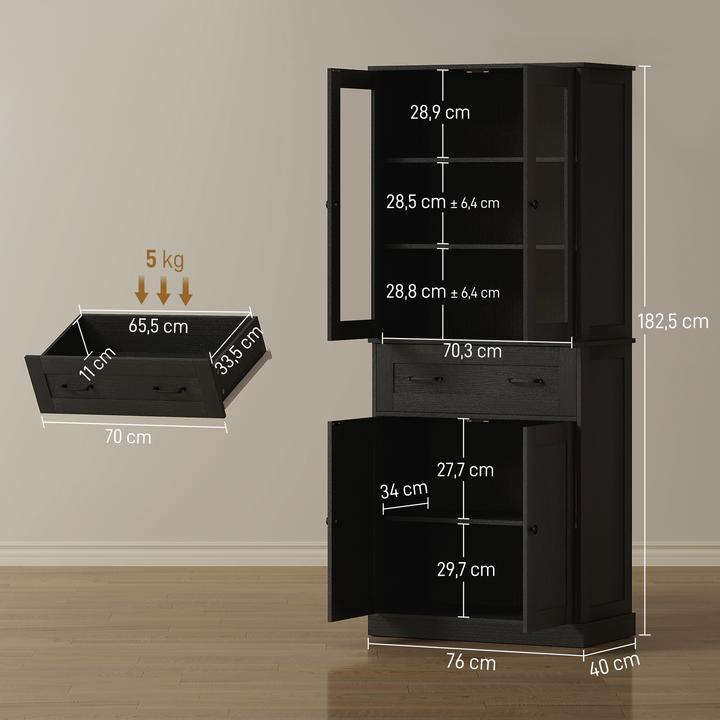 Produktbild Homcom Küchenschrank MDF, Spanplatte Schwarz
