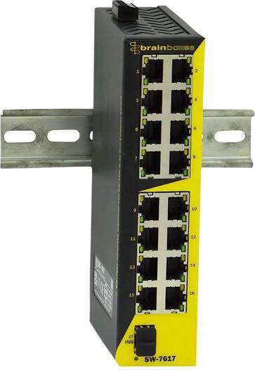 Actual product image Brainboxes Ethernet switch, RJ45 ports 16, 1Gbps, unmanaged (17 Ports)