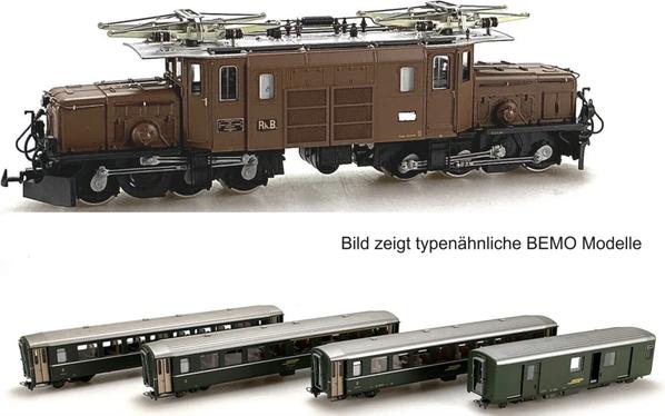 Actual product image Kato RhB Personenzug E-Lok Ge 6/6 I Krokodil + 3 PW + 1 Gepäckwagen (Track H0)