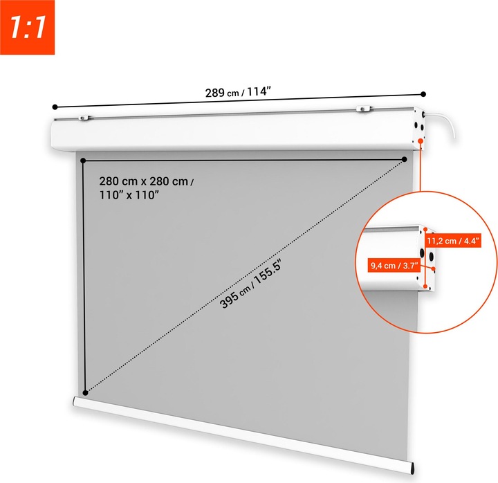 Productafbeelding Celexon Expert - scherm - plafondmontage mogelijk, geschikt voor wandmontage - gemotoriseerd (155.90", 1:1)