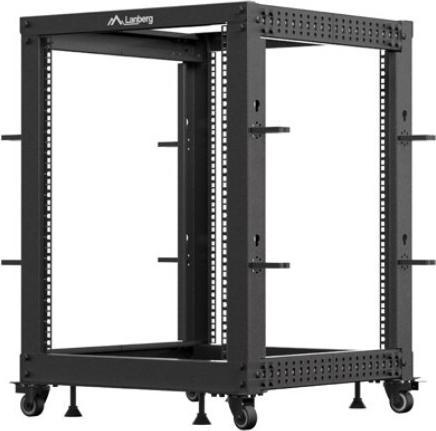 Produktbild Lanberg Open Rack 19 15HE 600x600-1100 verstellbar schwarz (15 HE, 19 Zoll Rack)