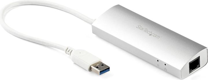 Produktbild StarTech 3 Port mobiler USB 3.0 Hub plus Gigabit Ethernet - Aluminium USB Hub mit Gigabit Ethernet Adapter (USB-A, 4 Ports)