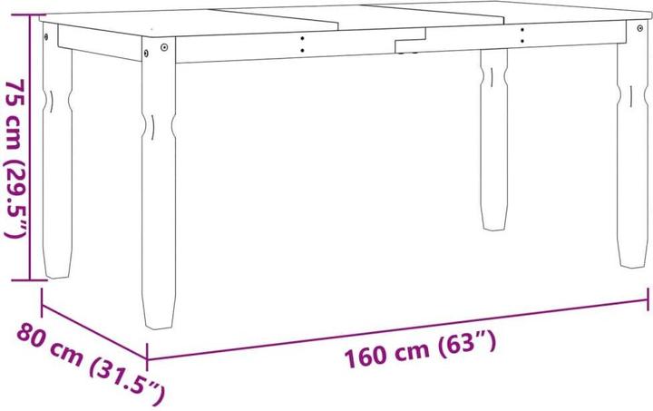 Image du produit vidaXL Esstisch (160 x 80 x 75 cm)