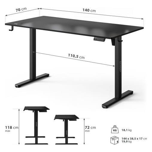Sense7 Nojo Light, Gaming Tisch, Schwarz
