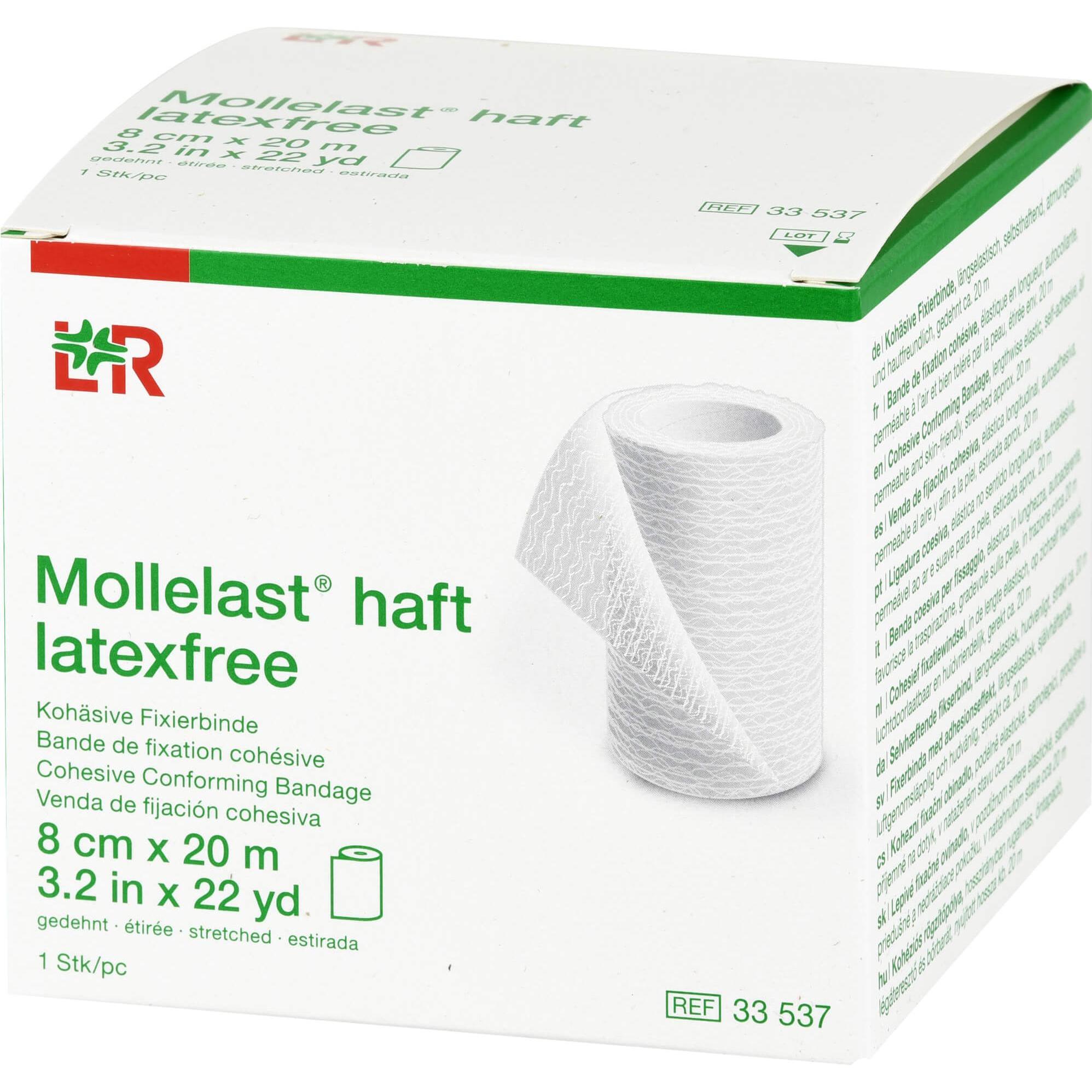 Thumbnail - Lohmann & Rauscher, Verbandsmaterial, Mollelast haft latexfrei weiss 8cm x 20m gedehnt, 1 St BIN