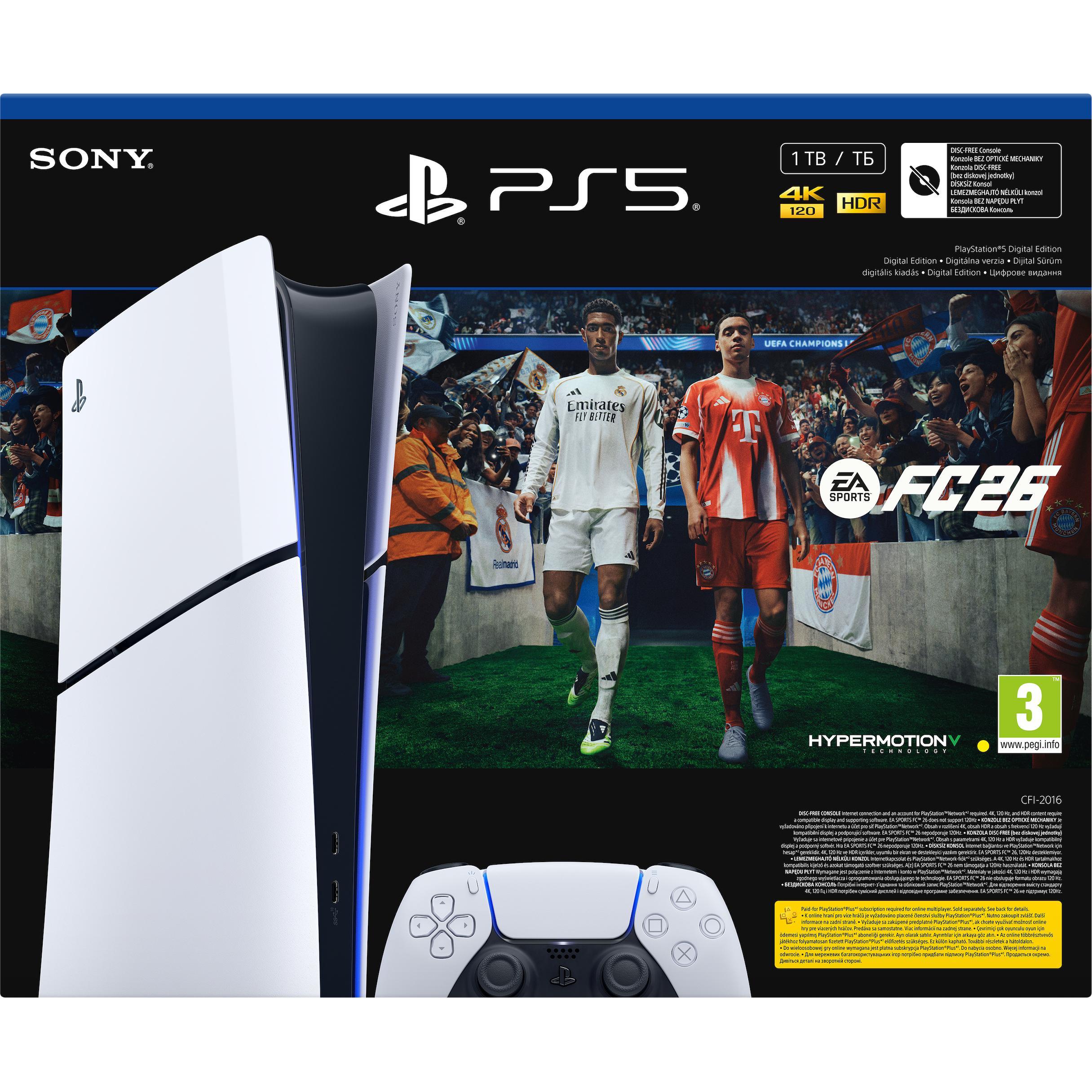 Sony Console Playstation 5 Slim Digital Version (EA Sports FC 26 Bundle) EU, Spielkonsole, Mehrfarbi