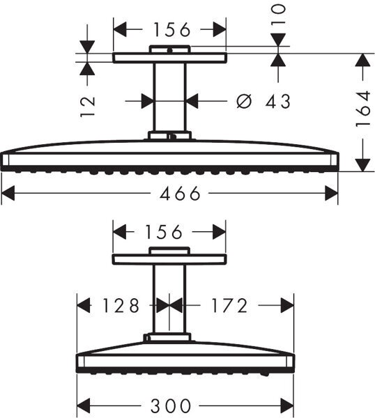 Actual product image Axor ShowerSolutions overhead shower head 460/300 3jet, ceiling connection (3 Beam types, 23 l/min)