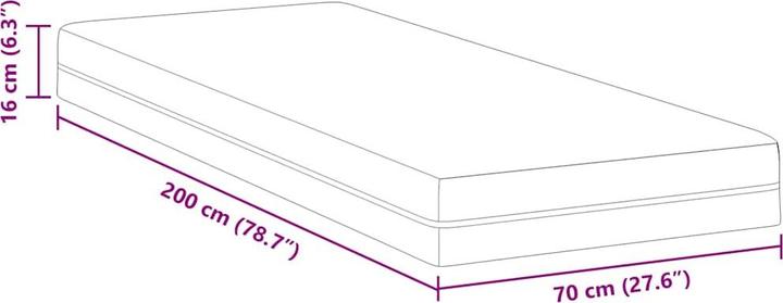 Produktbild vidaXL Memory Foam Matratze (Schaumstoffkern, 70 x 200 cm)