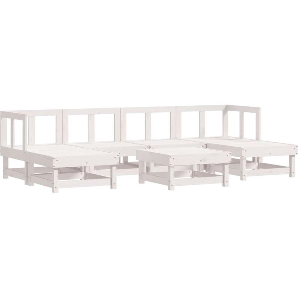 VidaXL, Gartenlounge, 7-tlg. Garten-Lounge-Set Weiss Massivholz Kiefer,Farbe