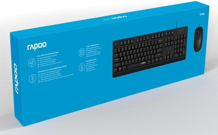 Actual product image Rapoo Kabelgebundenes Kombo Set "NX1500", Schwarz, QWERTZ (DE, Cable)