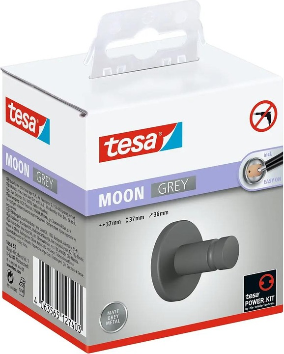 Image du produit tesa MOON GREY Crochet pour serviette avec solution adhésive sans perçage