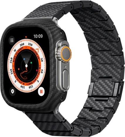 Produktbild Pitaka Gliederarmband aus echtem Carbon Black (1K Karbonfaser, Apple Watch Ultra 2, Ultra)