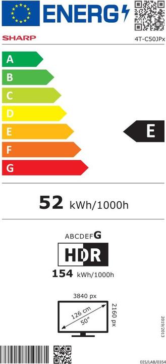 Energy Label Sharp 50JP7265E (50", Mini-LED, 4K)