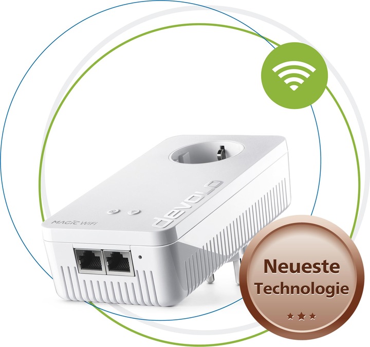 Productafbeelding Devolo Magic 1 WiFi 2-1-1 enkele adapter (1200mbps Powerline + 2xLAN) (1200 Mbit/s)