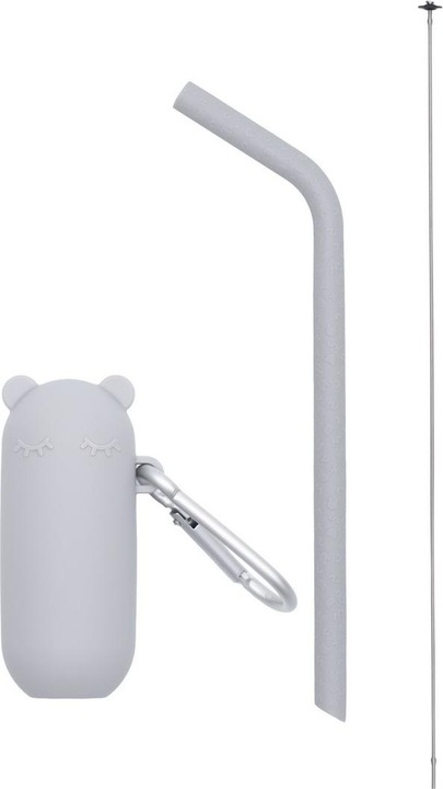 Produktbild We Might Be Tiny Keepie "Bear" & Bendie Straw Trinkhalm, grey (1 x)