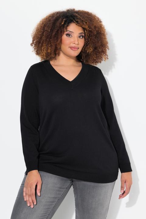 Produktbild Ulla Popken Pullover, V-Ausschnitt, Langarm, weicher Feinstrick (42, 44)