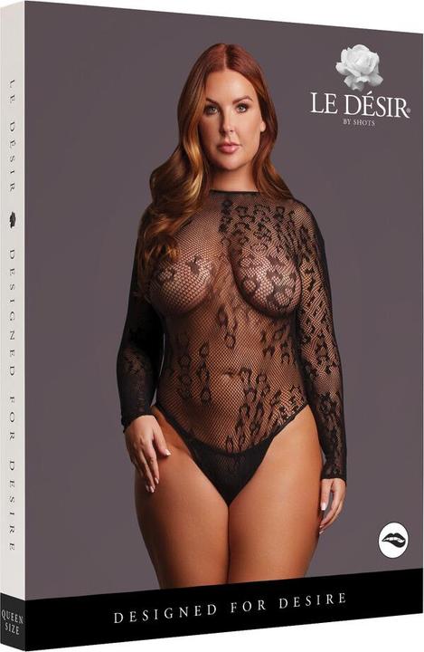 Produktbild Le Désir Roxy - Sexy Leopard Mesh Crotchless Bodysuit - Queen Size - Black (3XL, 4XL, 5XL, XXL)
