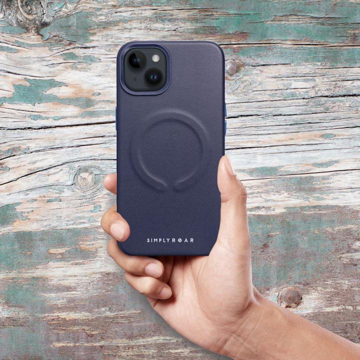 Produktbild Roar Back panel cover case LEATHER MAG compatible with MagSafe for IPHONE 15 Plus navy (Apple iPhone 15 Plus)