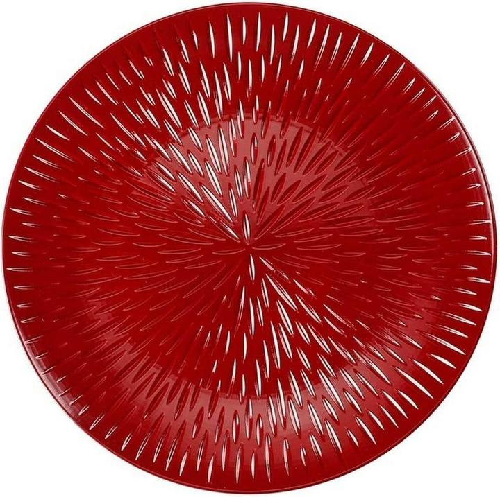 Inge’s Glas Christmas Decor INGES CHRISTMAS DECOR Weihnachtsteller mit Strahlenmuster 33 cm, Rot (1 x)