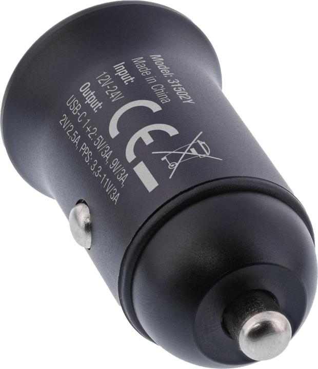 Produktbild InLine USB KFZ Stromadapter Power Delivery, 2x USB Typ-C, schwarz