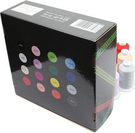 Image du produit Overlock Bauschgarn Nähgarn 16 x 1000m Box, Stärke 120, 100% Polyester (1000 m)