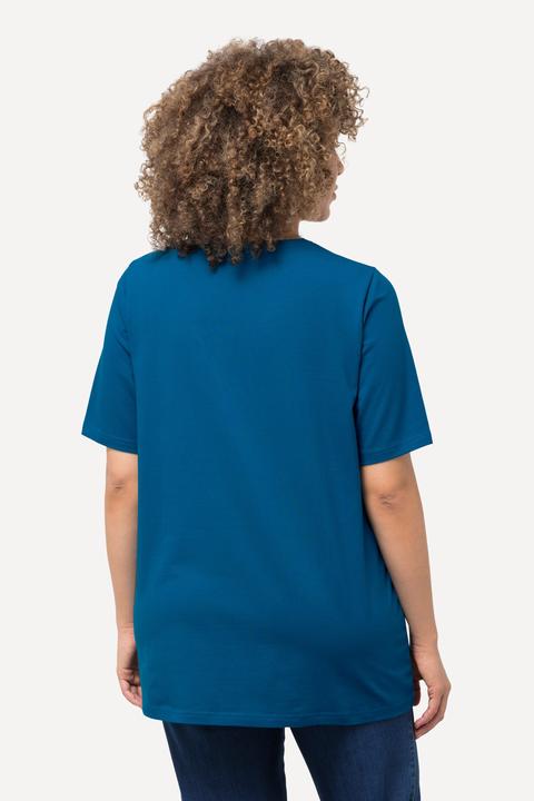 Image du produit Ulla Popken T-shirt en coton bio. Col rond et manches courtes. Coupe évasée (58)
