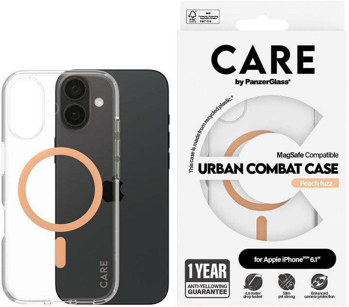 Produktbild PanzerGlass CARE by ® Flagship Case Transparent Urban Combat m. Peachy MagSafe iPhone '24 6.1" (Apple iPhone 16)