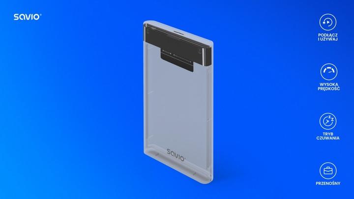 Productafbeelding Savio 2,5 externe HDD/SSD-behuizing USB 3.0 transparant AK-66 (2.5")