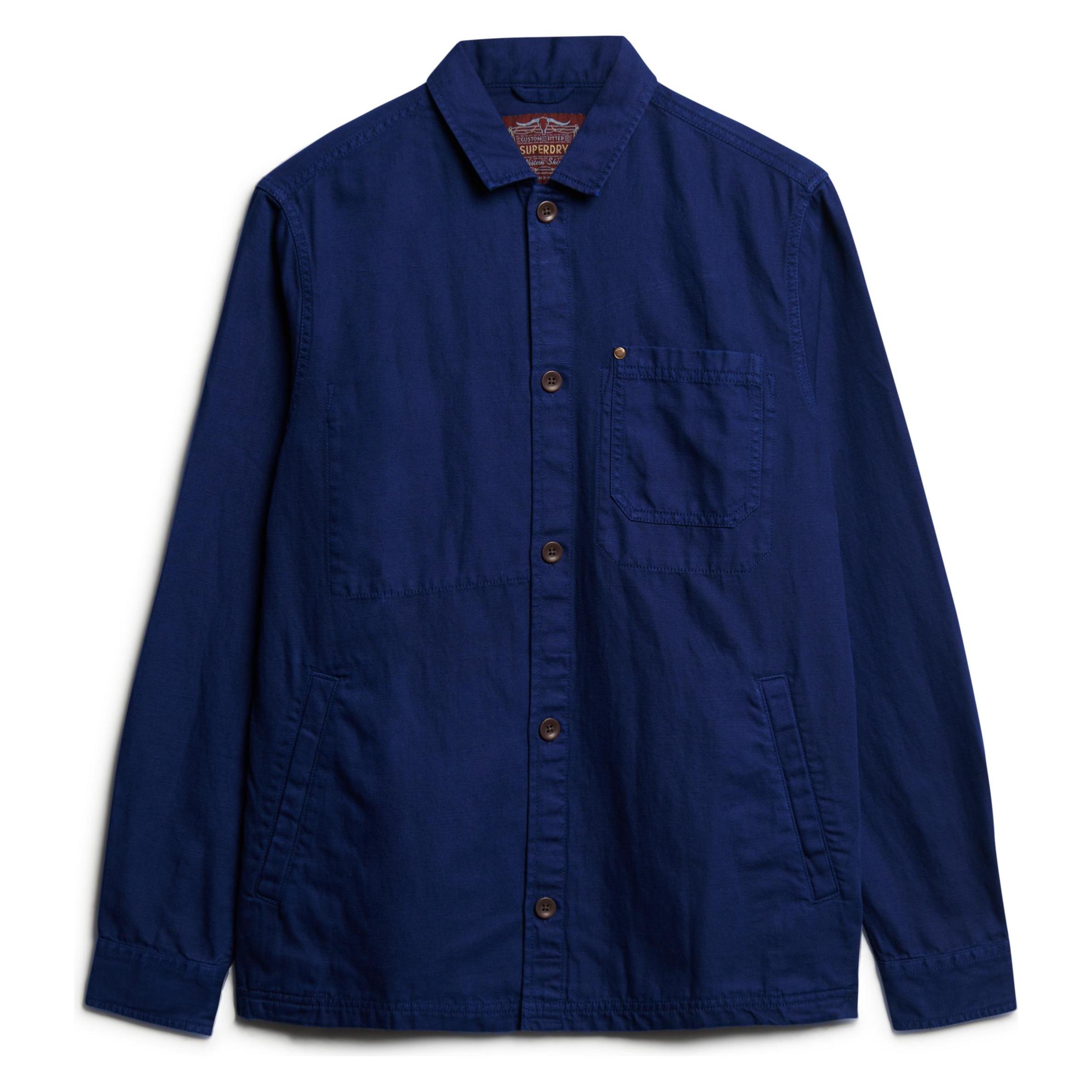 Superdry, Herren, Leichte Jacken, The Merchant Store – Hemdjacke Aus Leinenmischgewebe, Blau, (S)