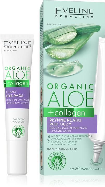 Actual product image Eveline Organic Aloe + Collagen Liquid Eye Pads Reducing Wrinkles And Crow'S Feet 20Ml (Eye care gel, 20 ml)
