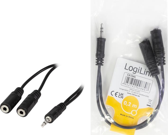 Image du produit LogiLink CA Câble de connexion (0.20 m, Câble AUX)