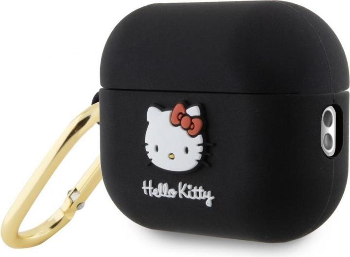 Actual product image Hello Kitty HKAP23DKHSK Airpods Pro 2 cover czarny/black Silicone 3D Kitty Head (Headphone sleeve)