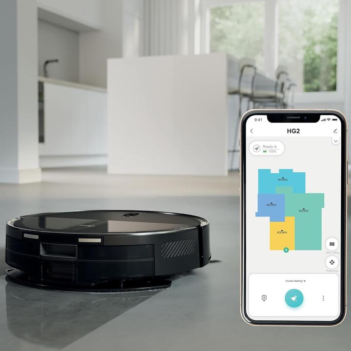 Actual product image Hoover Aspirateur robot laveur ultra-mince, navigation laser, nettoyage sous meubles, autonomie 160 min (5000 Pa, Wiping cloth)