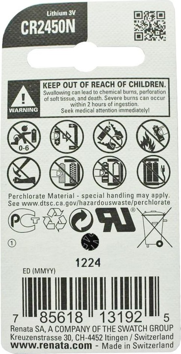 Immagine prodotto Renata Knopfzelle RE2450N CR2450N (1 pz., CR2450, 540 mAh)