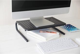 Produktbild Powerton Monitorständer, Tastaturplatz, schwarz, Metall