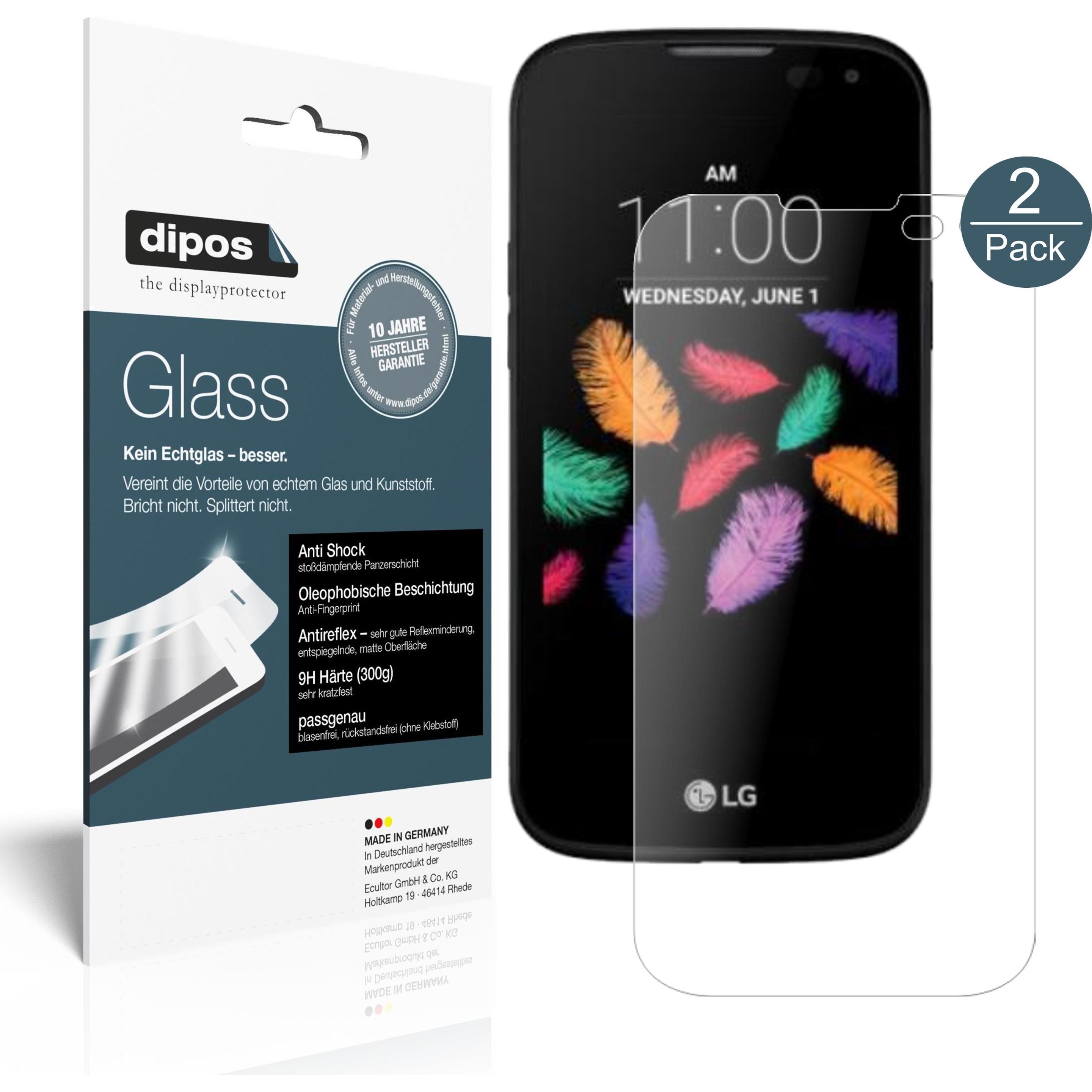 Dipos Displayschutz Anti-Shock (2 Stück, LG K3), Smartphone Schutzfolie, Transparent