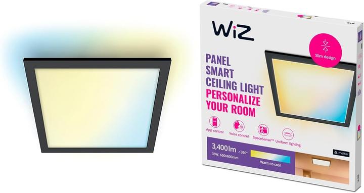 Image du produit WiZ Panel Plafonnier Carré Tunable White 3400lm Noir Pack individuel (3400 lm)
