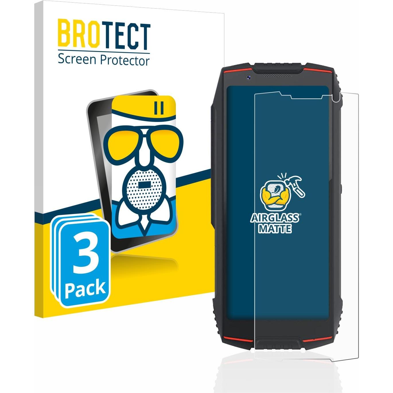 BROTECT AirGlass Panzerglasfolie Matt (3 Stück, Cubot King Kong mini 3), Smartphone Schutzfolie, Grau