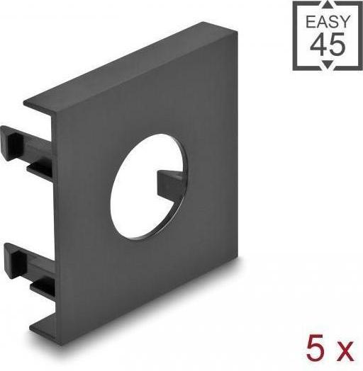 Image du produit Delock Cache module Easy 45 découpe de trou Ø 19,2 mm, 45 x 45 mm 5 pièces noir