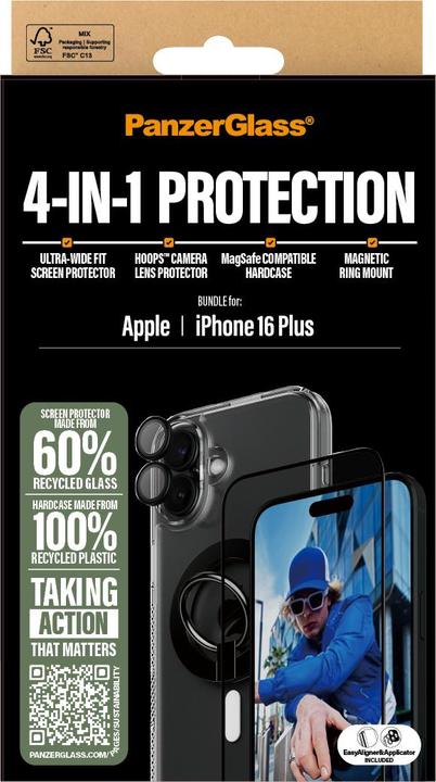 Productafbeelding PanzerGlass 4-in-1 Beschermingsbundel (1 Pcs., Apple iPhone 16 Plus)