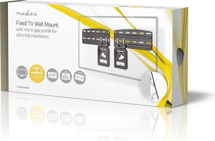 Actual product image Nedis Fixed TV wall mount | 43 - 85 " | maximum supported screen weight: 60 kg | minimum screen weight: (Wall, 60 kg, 43" - 85")