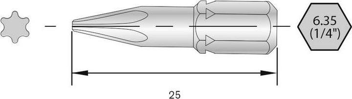 Bernstein 6-TX20-25 Torx-Bit HRC-Stahl hochlegiert C 6.3 6 St.