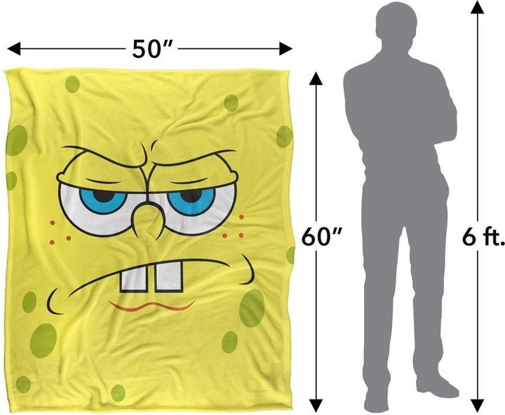 Actual product image Spongebob Squarepants Silky Angry Face Supersoft Blanket (152 x 127 cm)