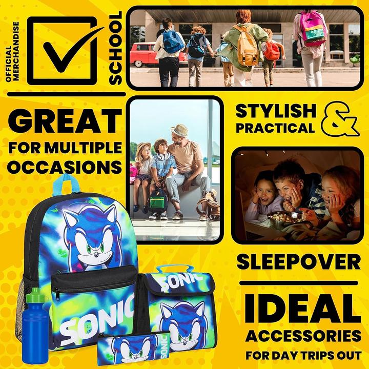 Immagine prodotto Sonic The Hedgehog 4-teiliges Schulrucksack-Set für Kinder
