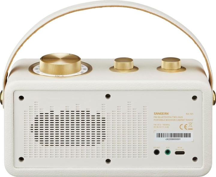 Image du produit Sangean RA-101 Radio à piles FM Bluetooth®, AUX rechargeable Ivory, Gold (FM, Bluetooth)