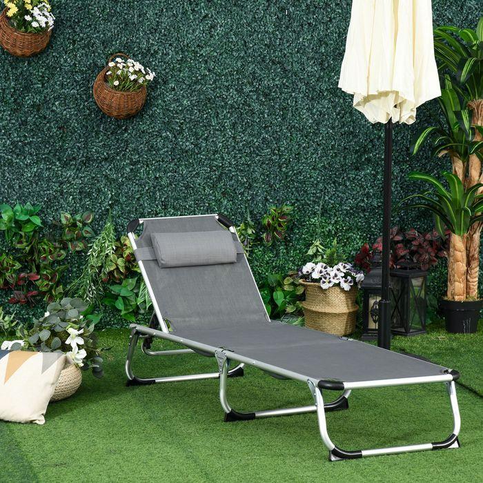 Produktbild Swisshandel24 Sonnenliege Gartenliege Alu Stoffliege Relaxliege 5-fach verstellbar faltbar ergonomisch Netzstoff G (189 cm)