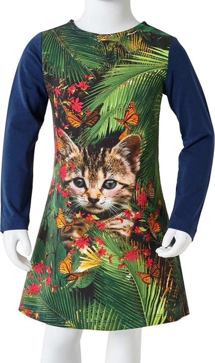 Produktbild VidaXL Kinderkleid mit Langen Ärmeln Marineblau 128,Material der (128)