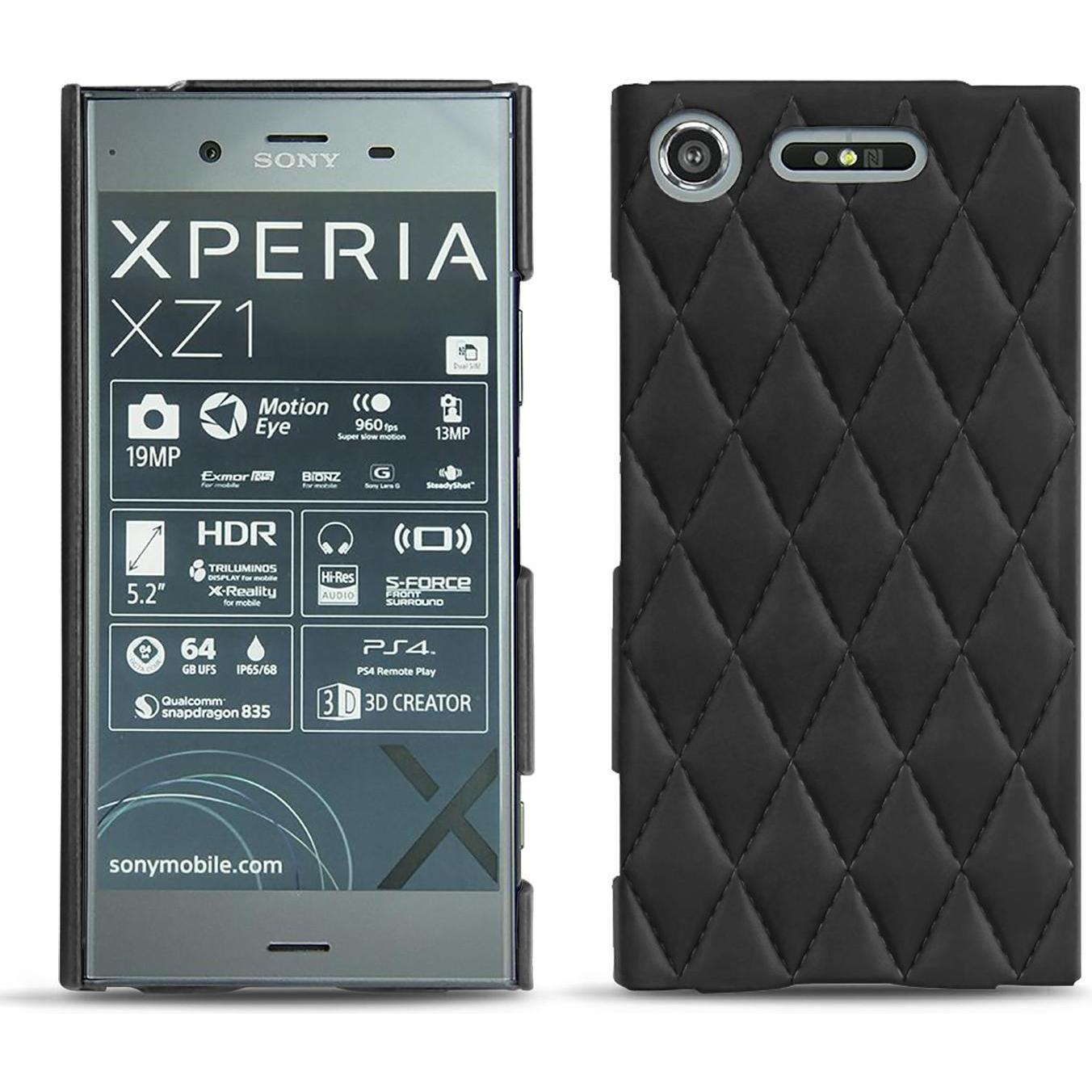 Thumbnail - Noreve Lederschutzhülle (Sony Xperia XZ1), Smartphone Hülle, Schwarz